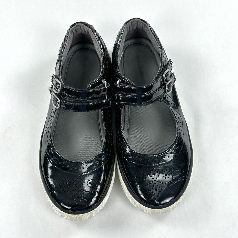Hanna Andersson Adele Mary Jane Shoes Girls 2.5 Black Faux Patent Leather